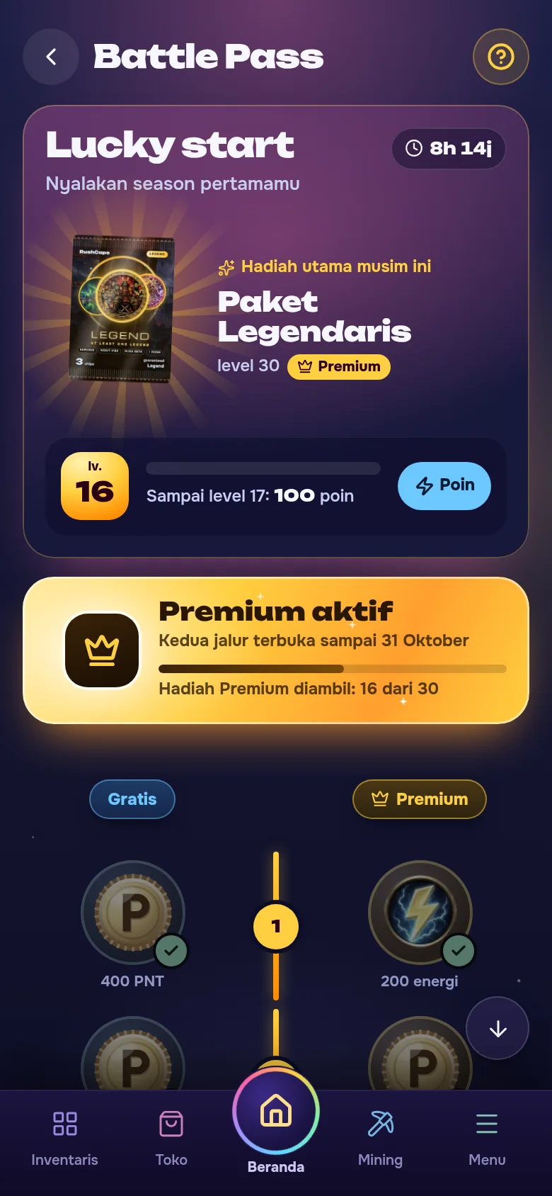 Battle Pass penuh hadiah