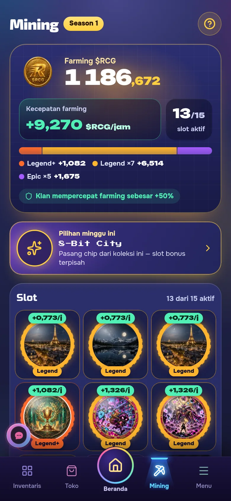 Mining $RCG setiap jam