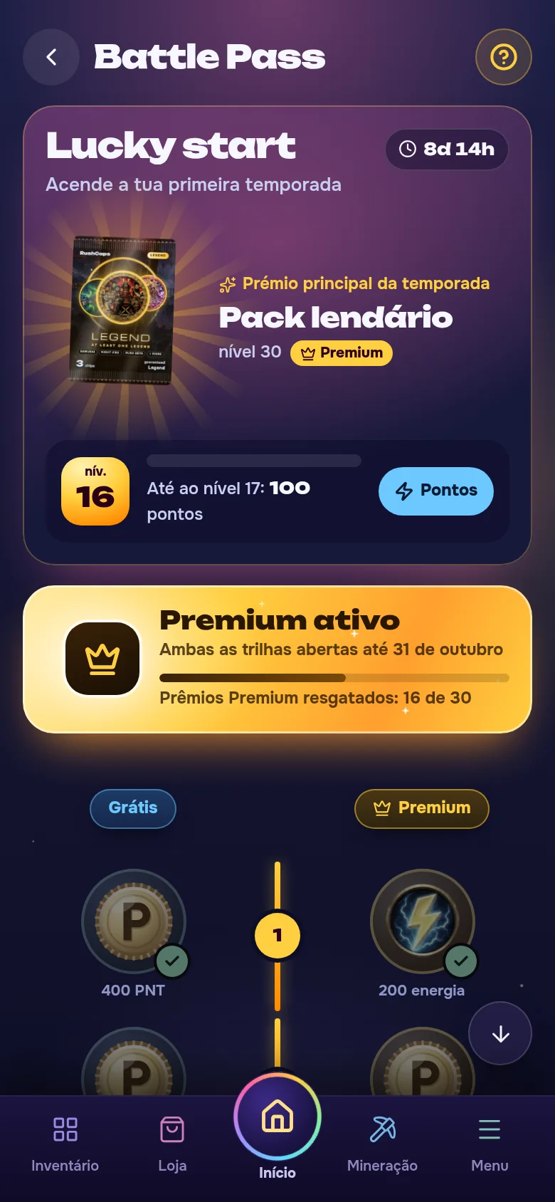 Battle Pass cheio de recompensas