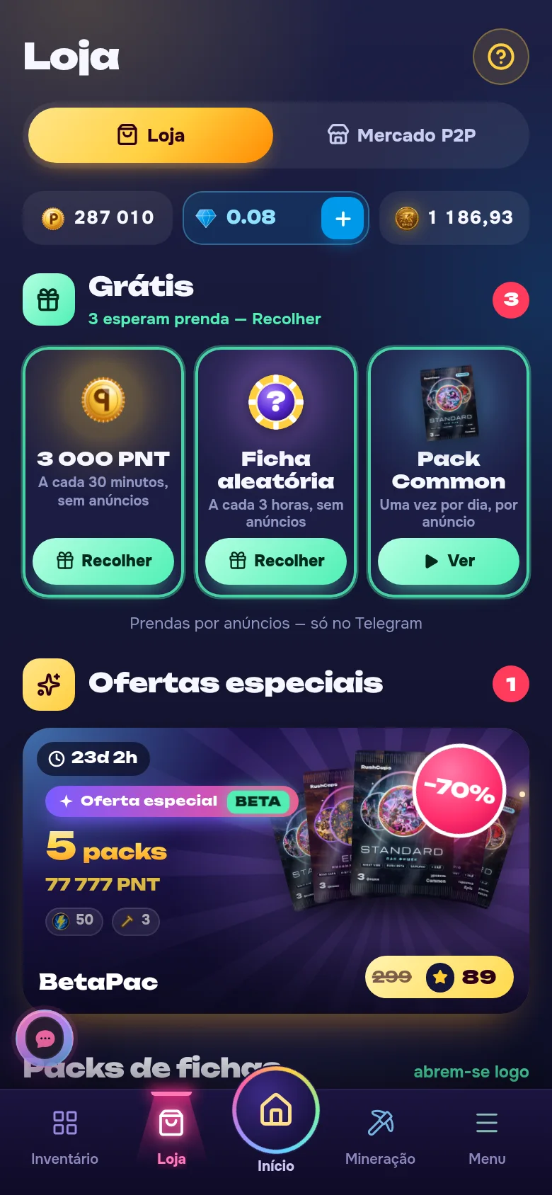 Loja e ofertas especiais